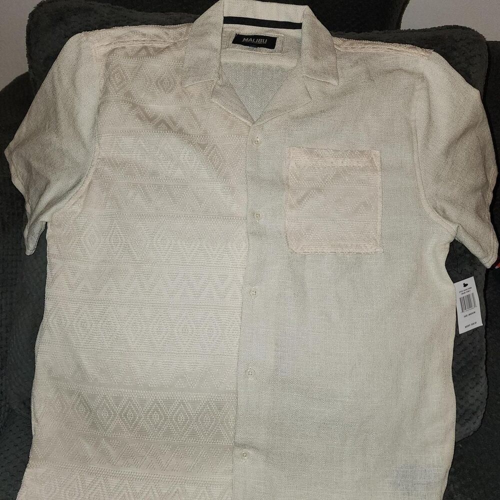 Malibu-sandals Men's Cream and White Shirt